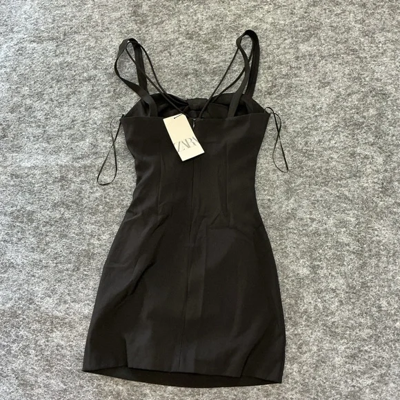 Zara Black Going Out Clubbing Minimalist Semi Formal Mini Dress Size XS - Picture 4 of 4